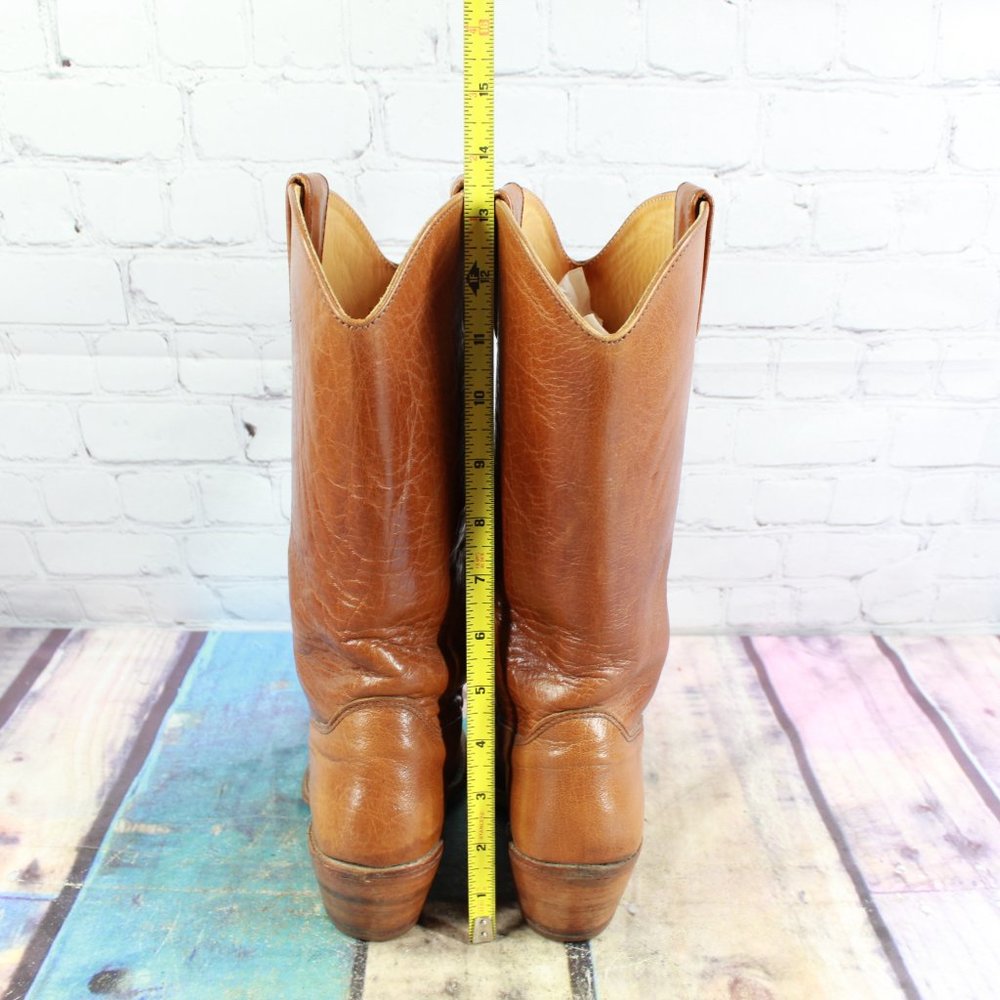 Vintage Bort Carleton Brown Distressed Leather Riding Heeled Boots Size 6.5 M - Picture 8 of 9